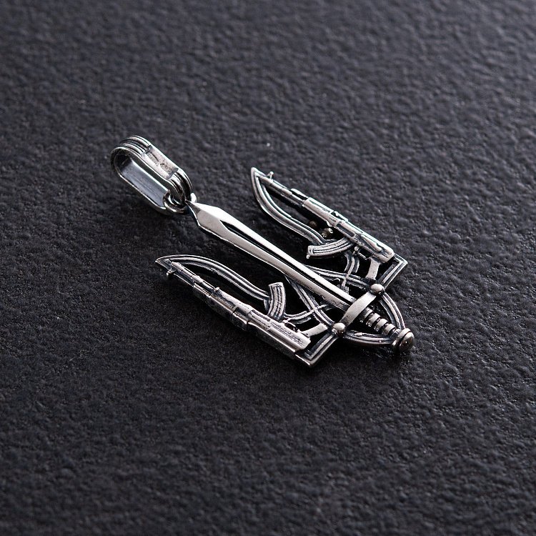 Подвеска "Герб Украины - Тризуб" в серебре 133150 - 6 Подвеска "Герб Украины - Тризуб" в серебре 133150 от ювелирного магазина Оникс - 6