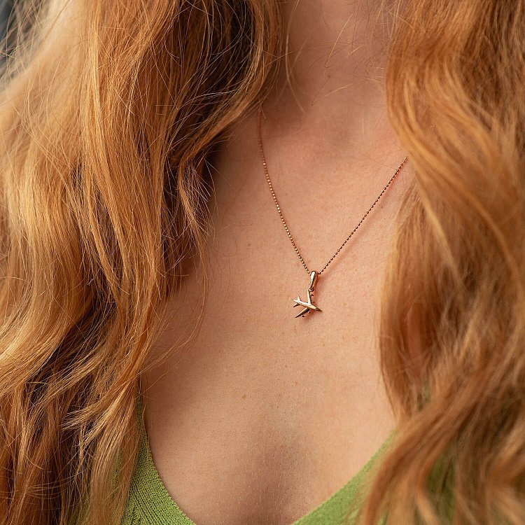 Кулон "Самолетик" в красном золоте п03776 от ювелирного магазина Оникс - 1