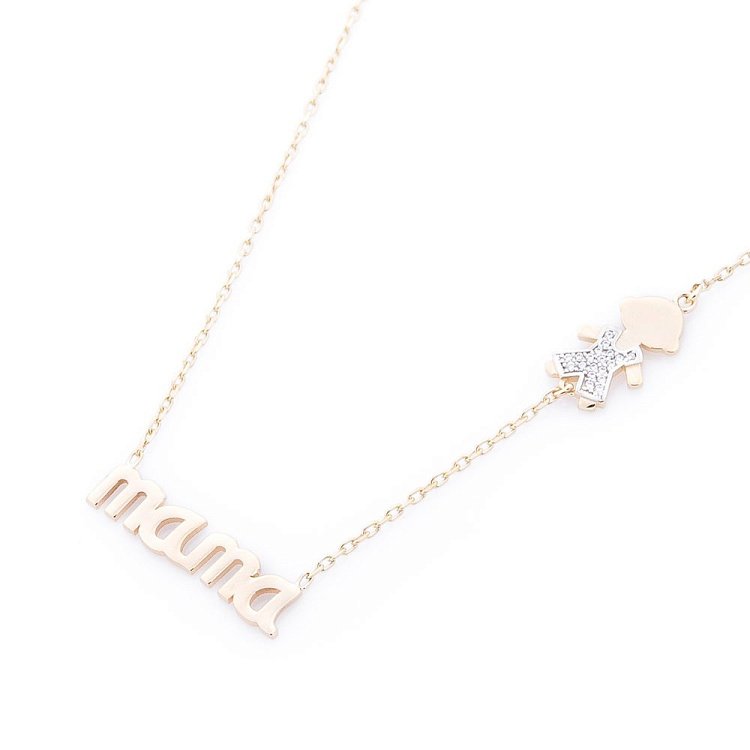 Золоте кольє "Mама" з хлопчиком (фіаніт) кол01011 від ювелірного магазину Онікс