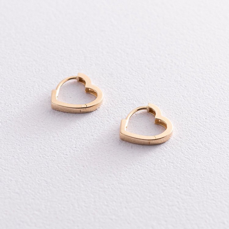 Сережки "Сердечки" в жовтому золоті с07421 від ювелірного магазину Онікс - 3