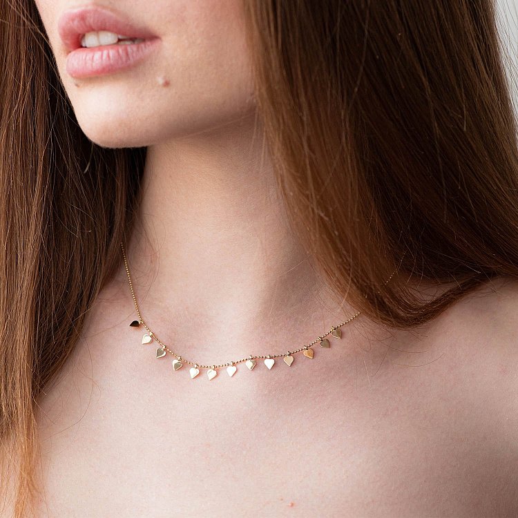 Колье "Сердечки" в желтом золоте кол01406 от ювелирного магазина Оникс - 1