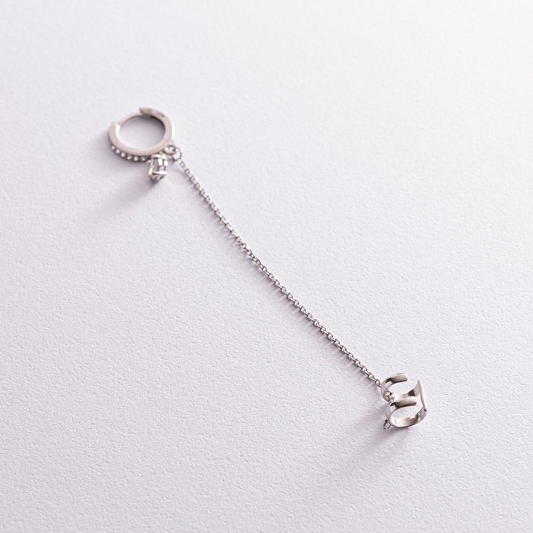 Срібна сережка - каффа з фіанітами 4998 від ювелірного магазину Онікс - 1