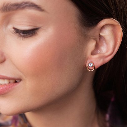 Сережки - пусети "Ейпріл" з топазами (червоне золото) с08230 №5