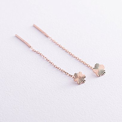 Золоті сережки-протяжки "Квіточки" с05790 №3