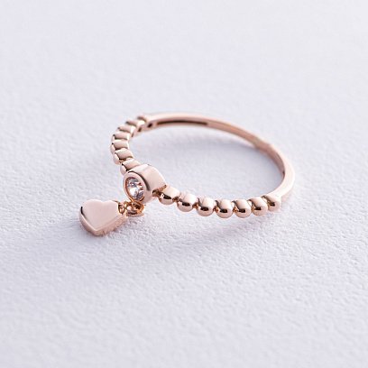 Золотое кольцо "Сердечко" с фианитом к07048 №4