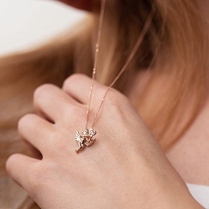 Золоте кольє "Янголятко" з фіанітом кол02133 №7