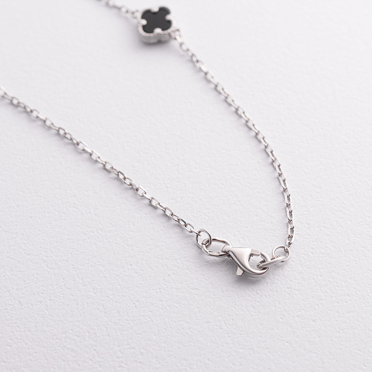 Срібне кольє "Конюшина" (онікс) 181349 від ювелірного магазину Онікс - 2