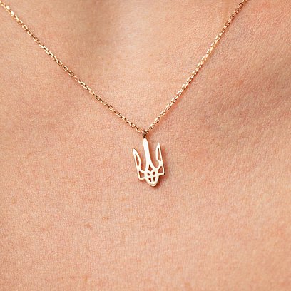 Колье "Герб Украины - Тризуб" в красном золоте (маленький) кол02335 №4