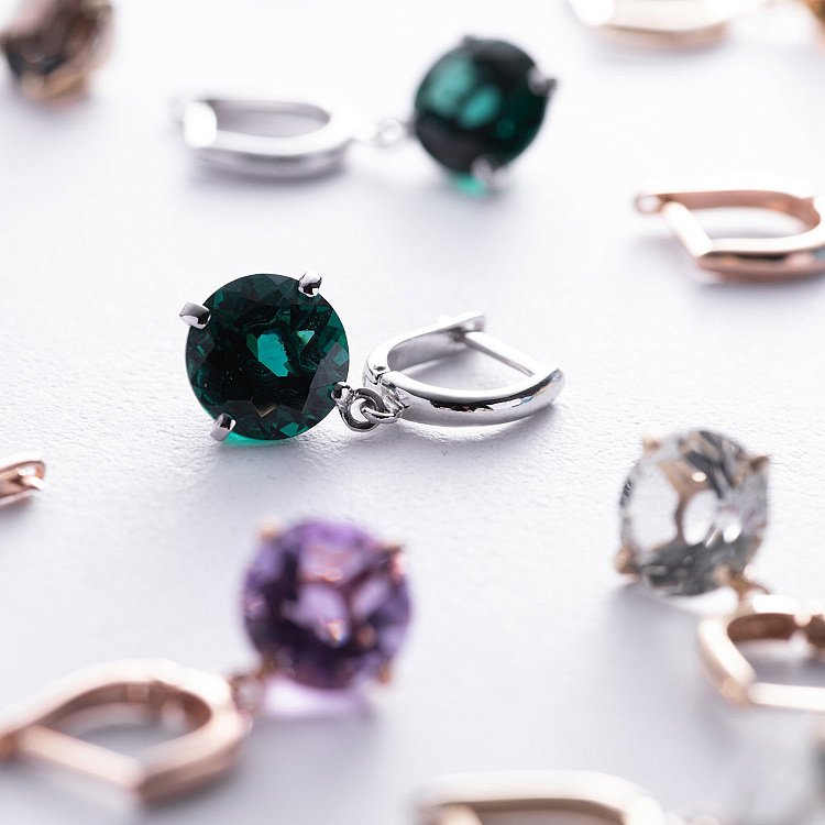 Золотые серьги "Влечение" с аметистом с05299 от ювелирного магазина Оникс - 8