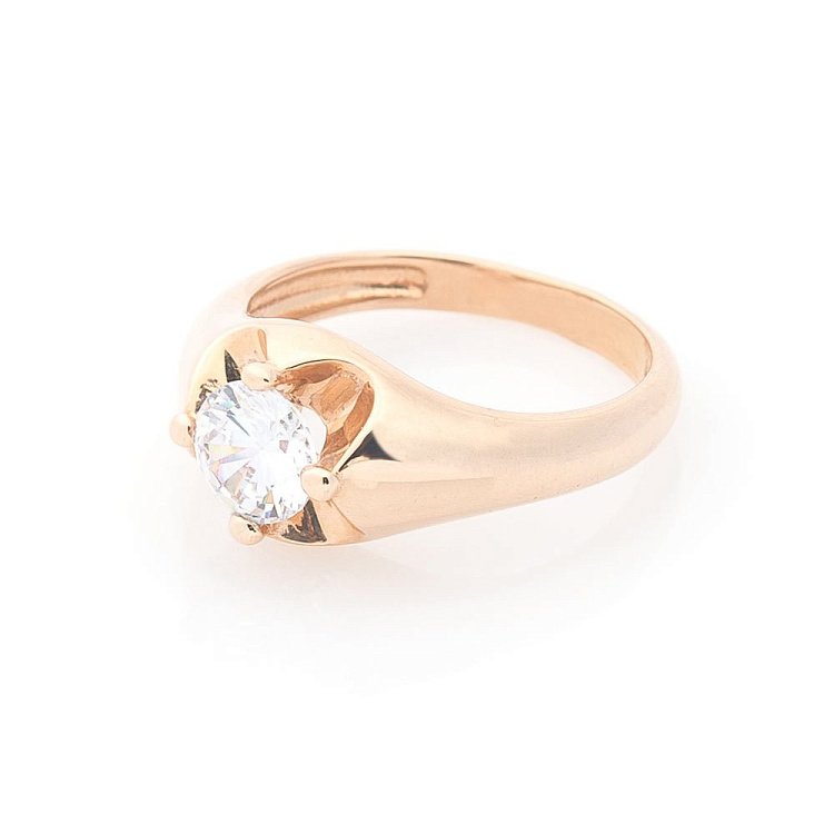 Золотое помолвочное кольцо с фианитом к04807 от ювелирного магазина Оникс - 1