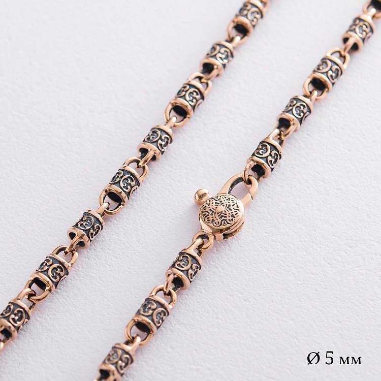 Золотий ланцюжок "Фантазійне плетення" з чорнінням (5мм) ц00355 від ювелірного магазину Онікс