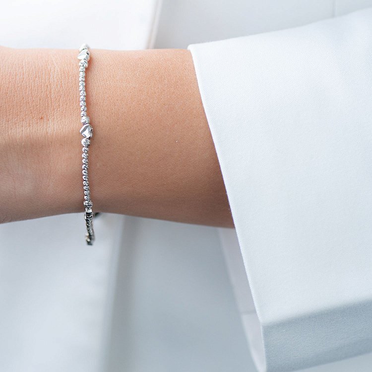 Золотой браслет "Сердечки" б03947 от ювелирного магазина Оникс - 4