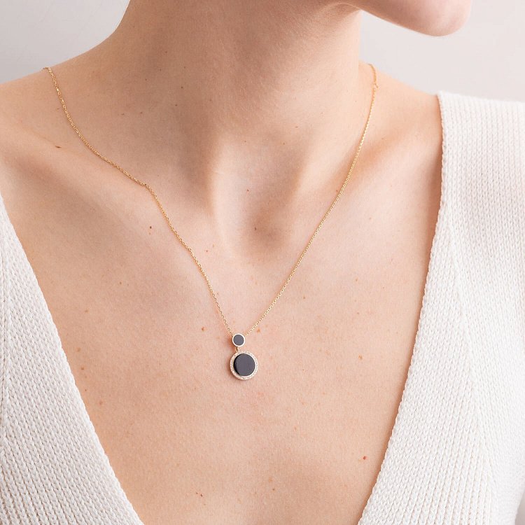 Золотое колье с бриллиантами и эмалью 722813121 от ювелирного магазина Оникс - 5