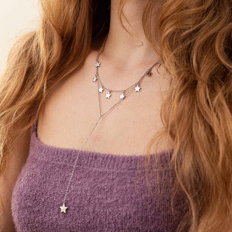 Подвійне срібне кольє "Зірочки" 181035 від ювелірного магазину Онікс - 3