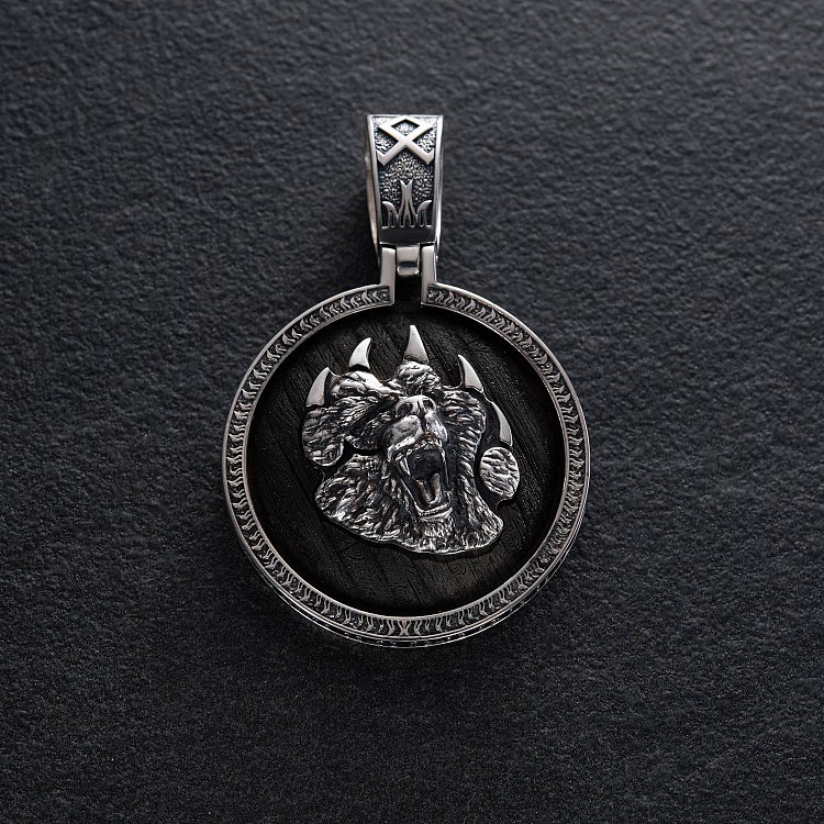 Срібний кулон "Ведмідь" з ебеновим деревом та фіанітами  947 від ювелірного магазину Онікс - 21