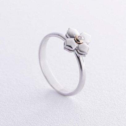 Золота каблучка "Конюшина" з діамантом 235301121