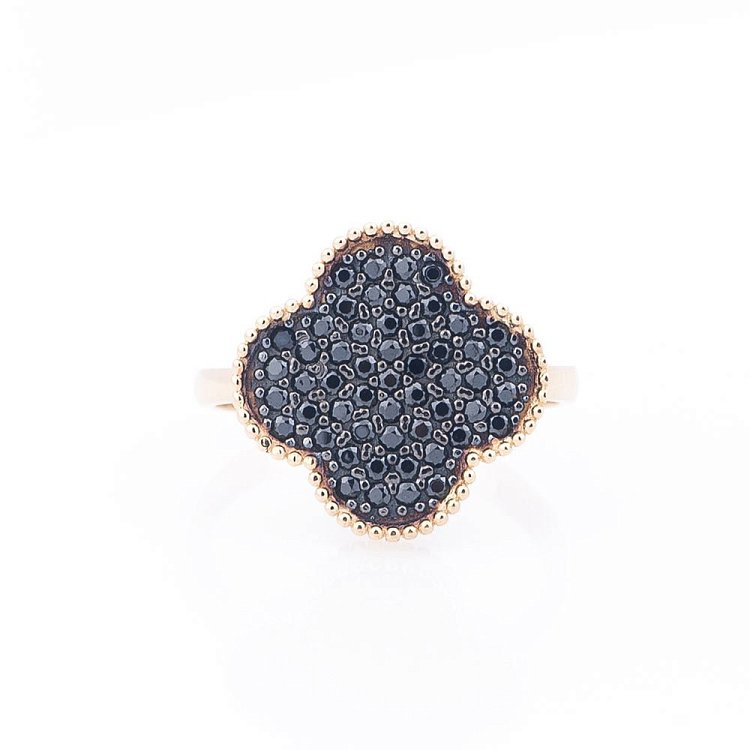 Золотое кольцо "Клевер" (фианиты) к04857 от ювелирного магазина Оникс - 2