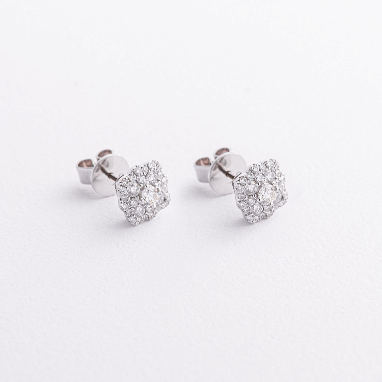 Золотые серьги - пусеты с бриллиантами сб0680mi от ювелирного магазина Оникс - 1