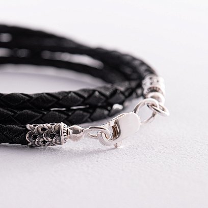 Кожаный шнурок с серебряной застежкой (3 мм) 18009 №2