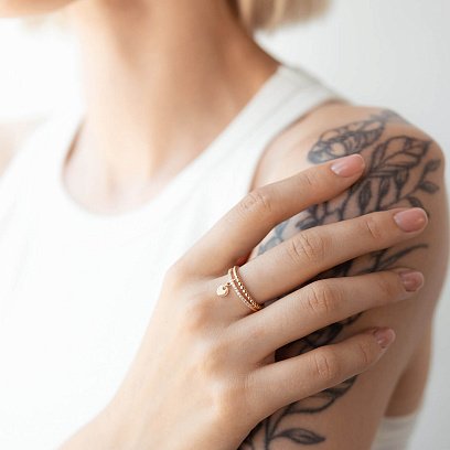 Золотое кольцо "Монетка" с фианитами к07071 №6