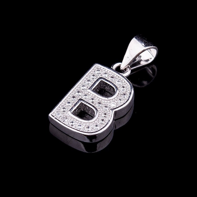 Срібна підвіска "літера Б" з фіанітами 132212 В від ювелірного магазину Онікс