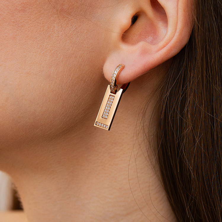 Серьги в красном золоте (фианиты) с08490 от ювелирного магазина Оникс - 4