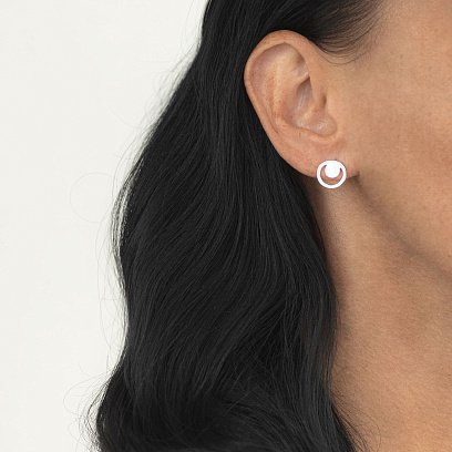 Серьги - пусеты "Искренность" в белом золоте с06978 №5