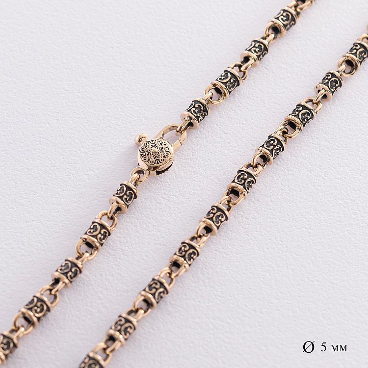 Золотий ланцюжок "Фантазійне плетення" з чорнінням (5мм) ц00423 від ювелірного магазину Онікс