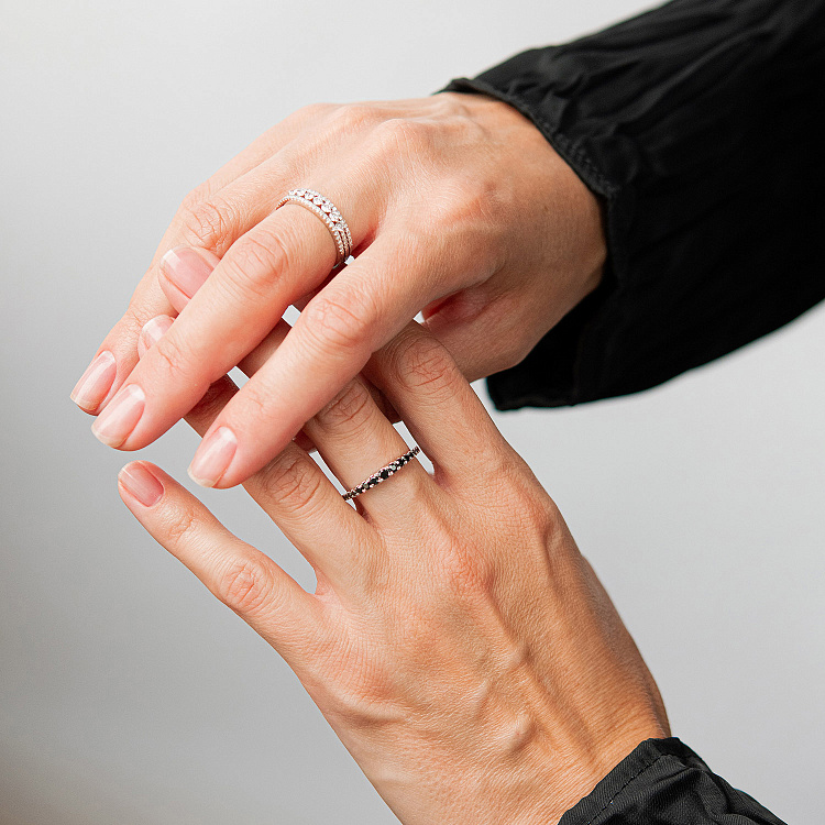 Золотое кольцо с черными бриллиантами кб0657ca от ювелирного магазина Оникс - 7