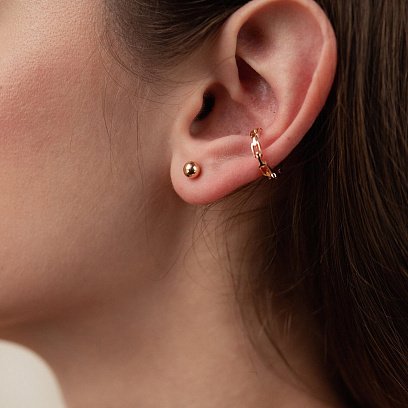 Золотые серьги - пусеты "Шарики" с04761 №5