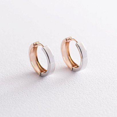 Серьги - кольца из красного и белого золота с05032 №3