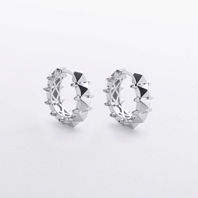 Серьги - кольца "Tamila" в белом золоте с09370
