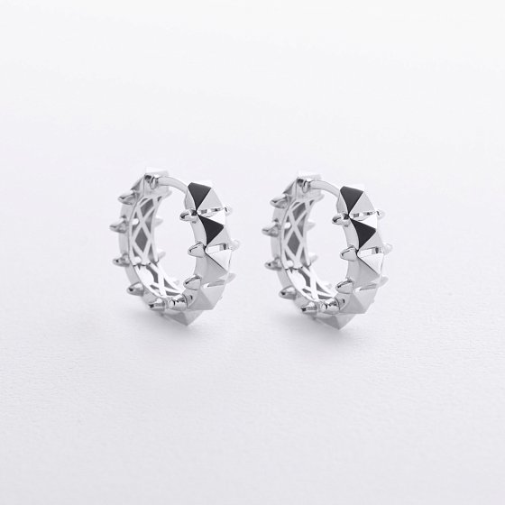 Серьги - кольца "Tamila" в белом золоте с09370