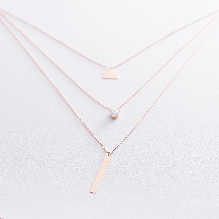 Золоте кольє Геометрія (фіаніт) кол01691 від ювелірного магазину Онікс - 1