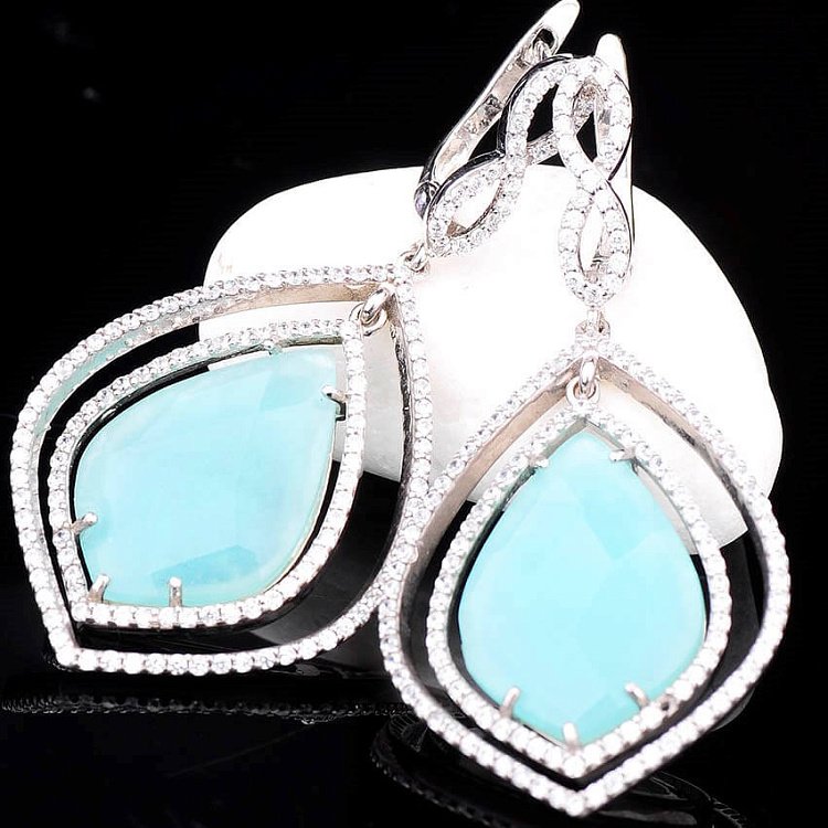 Серебряные сережки (фианит, перламутр) 121289 от ювелирного магазина Оникс - 3