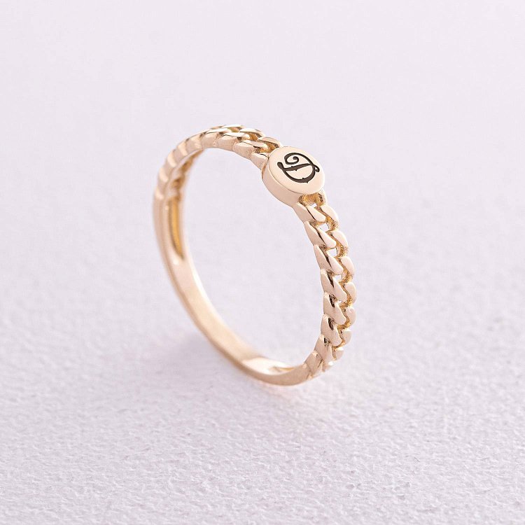 Кольцо "Цепочка" в желтом золоте (возможна гравировка) к07131 от ювелирного магазина Оникс - 2