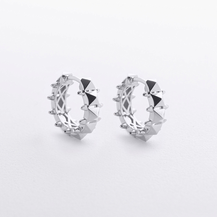 Серьги - кольца "Tamila" в белом золоте с09370 от ювелирного магазина Оникс