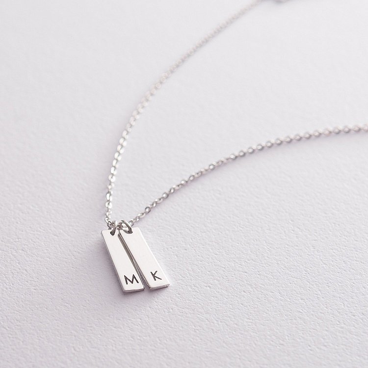 Серебряное колье "Символ" с гравировкой (двойное) 18981 от ювелирного магазина Оникс - 3