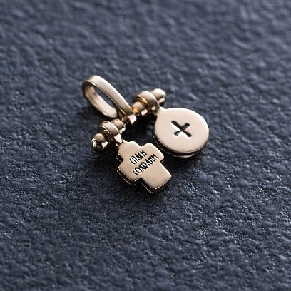 Золотая подвеска c крестиком и ладанкой п03792 №2