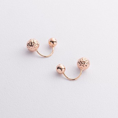 Серьги "Шарики" в красном золоте с09322 №3