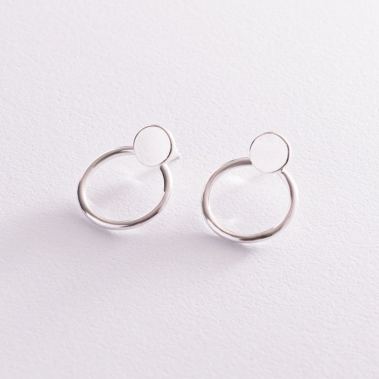 Серебряные серьги - джекеты 2 в 1 "Круговорот" 123068 от ювелирного магазина Оникс - 6