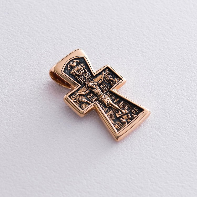 Золотой крест "Распятие. Богоявление" п02637 от ювелирного магазина Оникс