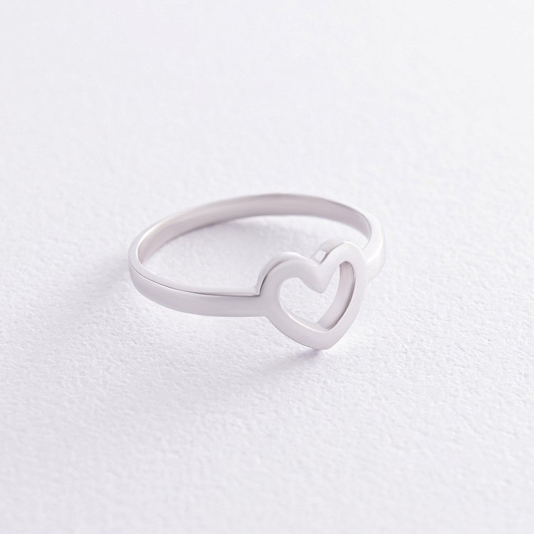 Каблучка "Сердечко" в білому золоті к07394 від ювелірного магазину Онікс