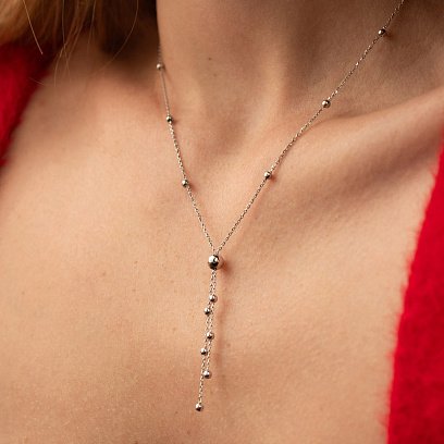 Колье "Шарики" в белом золоте кол02487 №4