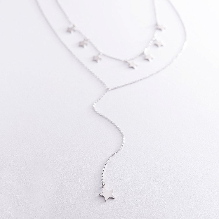 Двойное серебряное колье "Звездочки" 181035 от ювелирного магазина Оникс