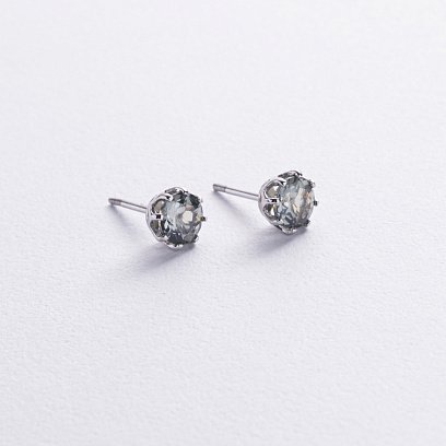 Серебряные серьги - пусеты (синт. топазы) 123364