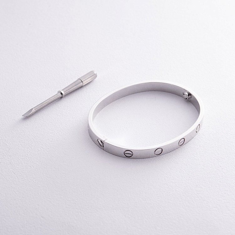 Жорсткий браслет "Love" у білому золоті б05459 від ювелірного магазину Онікс - 7