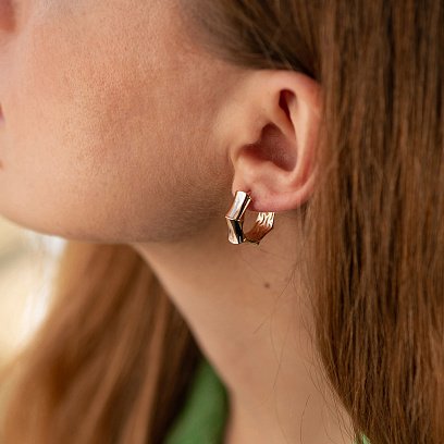 Сережки - кільця "Selesta" у червоному золоті с09015 №6