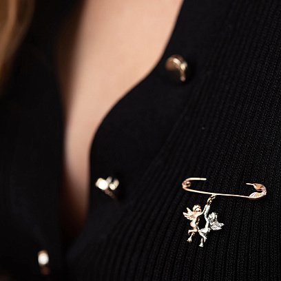 Золота шпилька з янголятами зак00337 №2