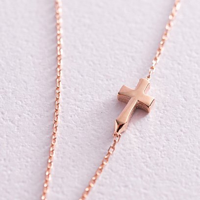 Золотое колье с крестиком (фианит) кол02108 №3